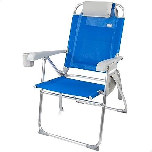 AKTIVE Klapp- und Liegestuhl, belastbar, tragbarer Klappstuhl, 47x63x99 cm, inkl. Kissen, Netztasche und Seitentasche, Strandstühle (62631)