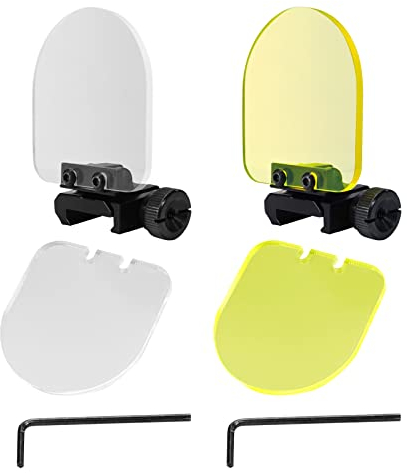 Aoutacc 2er-Pack Visierschutz, Faltbarer Airsoft-Visierschutz mit 20-mm-Schienenhalterung, Airsoft-Zielfernrohrschutz für Aim Sports Rifle Airsoft Tactical Scope Red Dot-Clear und Gelb