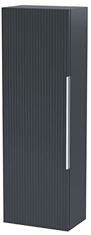 Hudson Reed FLU1462 Fluted Modern Bathroom Wall Hung 1 Door Tall Unit, 400mm, Soft Black