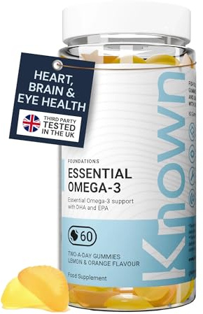 Known Essential Omega 3 Gummies 120mg – 1 Month Supply – Lemon & Orange | Tasty Gummy Alternative to Soft-Gels – With DHA & EPA – Supports Heart Health & Wellbeing – For Men & Women