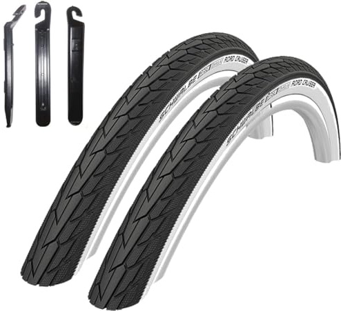 2 x Schwalbe Road Cruiser Fahrradreifen Weißwand 37-622 (28 x 1.40) inkl. Reifenheber
