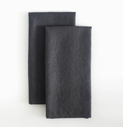LK PureLife Geschirrtücher aus 100 % reinem Leinen, steingewaschenes Flachs, extra weich, schnell trocknend, zur Nutzung als Küchentuch, Handtuch, 50,8 x 68,6 cm, 2 Stück, Anthrazit
