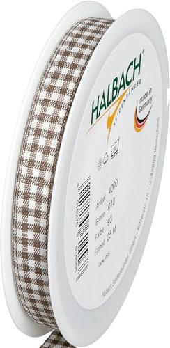Halbach Seidenbänder Premium Vichy Karo Geschenkband (dunkelbraun) | Breite 10mm Länge 25m | Karoband made in Germany | kariertes Schleifenband in vielen Farben