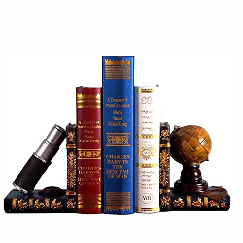 NOBRIM Buchstützen-Dekor Büro-Buchstützen, Buchstützen, Globus- und Teleskopregal, Buchstütze, ordentliche Buchstützen, Bücherregale, Dekor-Buchstützen für schwere Bücher Büro-Wohnzimmer-Ornamente