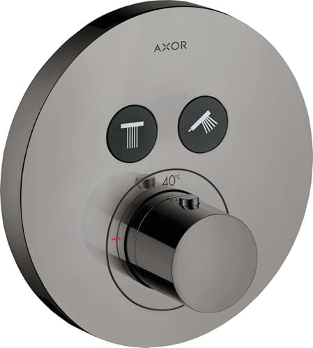 hansgrohe AXOR Starck ShowerSelect round Thermostat Unterputz für 2 Verbraucher, 36723330, Farbe: Polished Black Chrome
