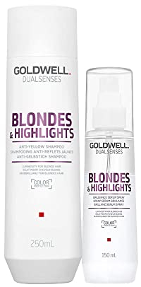 Goldwell Dualsenses Blonde & Highlights Anti-Yellow Shampoo 250ml Brilliance Serum Spray 150ml
