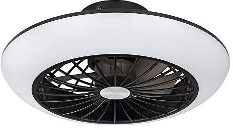 Globo Deckenventilator mit Beleuchtung leise Deckenleuchte mit Ventilator Deckenlampe Schlafzimmer, Memoryfunktion kühlend, 18 Watt LED 1100lm 3000K, DxH 30x12 cm