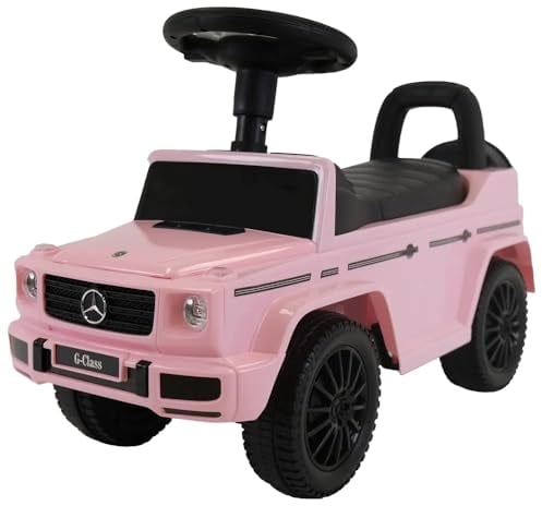 Bandits & Angels Rutschauto Laufauto Mercedes Benz G350D Pink ab 1 Jahr für Mädchen – Fördert die motorischen Fähigkeiten – Gehhilfe 24 cm – Laufauto in Rosa