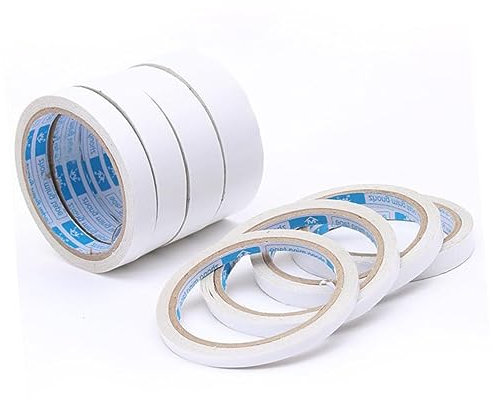 EXCEART Double-sided Adhesive Tape 5mm x 12m White 5 Rolls Hot-melt Adhesive Tape for Crafting Office Wrapping and Scrapbooking Supplies
