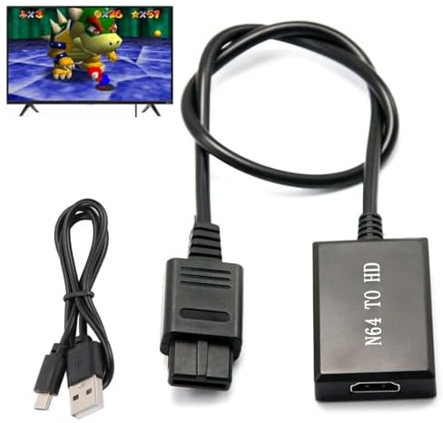 Delamiya N64 zu HDMI Konverter Adapter, 1080P AV auf HDMI Adapter 1080P 720P HDMI Link Kabel für N64 für SNES Support PAL, NTSC Modi, HD Link Kabel für N64 Game Video Signal zu HDMI Signal