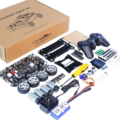 Yahboom Program STM32 Development Board RC Intelligent Robot Kit Tracking and Obstacle Avoidance 4WD Drive STM32 Robot Kit Serial Port Connection DIY Extended Multi-Funktion (STM32 Ultimate Kit)