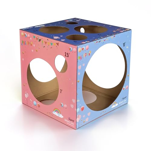 YALLOVE Ballon Sizer Cube Box, 14 Löcher Papier Ballon Größe Messwerkzeug für Ballonsäule, Bogen Party Dekoration, 1-10 Zoll