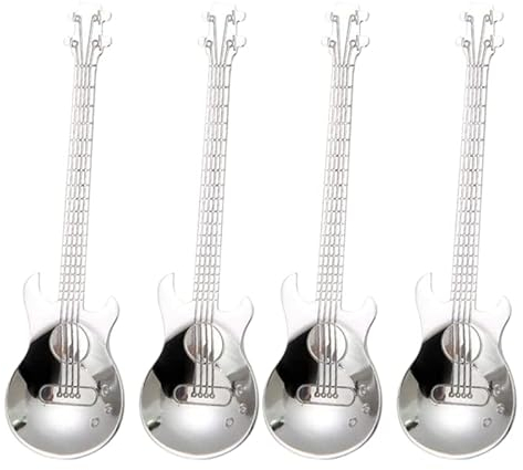 GLigeT Cuillère Cuillères à café de Guitare, 4 pièces cuillères à café Musicales en Acier Inoxydable cuillères à café cuillères à mélanger cuillère à Sucre Spoon Accessoires