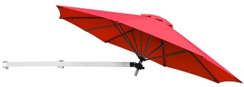COSTWAY 2.5M Wall Mounted Garden Cantilever Parasol, Balcony Umbrella with Adjustable Pole, Tilted Design and Wind Vent, 8-Rib Outdoor Waterproof Hanging Sun Shade for Patio Market (Burgundy)