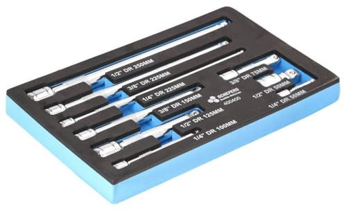 SWV 400400 Steckschlüssel-Verlängerung Satz 9-tlg in Weichschaumeinlage 1/2-3/8-1/4