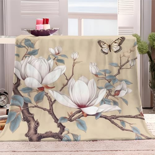 XCQHZYQ Kuscheldecke Fleecedecke Decke Blumenmuster 180x200 cm Wohndecken Couchdecke Flauschig Überwurf Mikrofaser Tagesdecke Sofadecke für Bett Sofa Schlafzimmer Büro