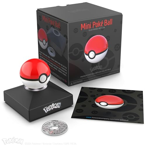 The Wand Company Pokémon Trainer Mini Poké Ball Range of Authentic Replicas - Realistic, Electronic, Die-Cast Poké Ball with Display Stand Light Features