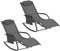 WOLTU Liegestuhl Sonnenliege wetterfest, 2er-Set, Gartenliege Schwungliege Outdoor, Relaxsessel Garten bis 150kg, Relaxliege mit Abnehmbarer Kopfstütze, für Garten und Balkon, Grau, LS005gr-2