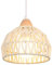 iDEGU Ø20cm Hängelampe Retro E27 Hängeleuchte aus Rattan Holz Bohème-Stil Geflochten Deckenleuchte Vintage Pendelleuchte für Flur Wohnzimmer Schlafzimmer Esszimmer Küche Restaurant (Weiß Rattan)