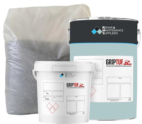RMS Griptuf Heavy Duty Anti-Slip Epoxy Resin Concrete Floor Paint Protective Coating | 2 Pack | High-Strength, Vehicle & Foot Traffic in Garage, Workshop, Factory, Warehouse & Industrial Applications