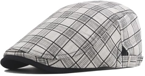 Quanhaigou Chapeau de conduite en coton pour homme - Réglable - Motif lierre irlandais, Plaid blanc, Taille unique
