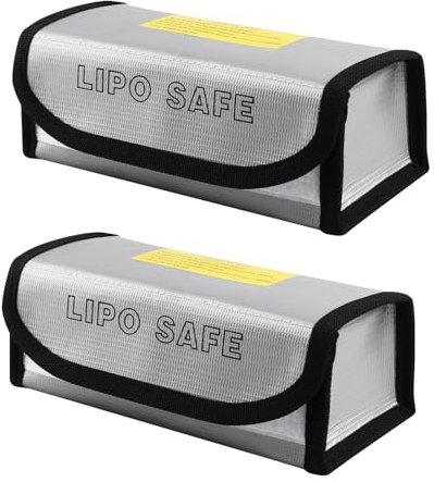 Pack of 2 Lipo Battery Bag, Lipot Protection Bag, Battery Explosion-proof Safety Bag, Small Protective Safety Bag for Lithium Batteries for Charging and Storing (Silver)