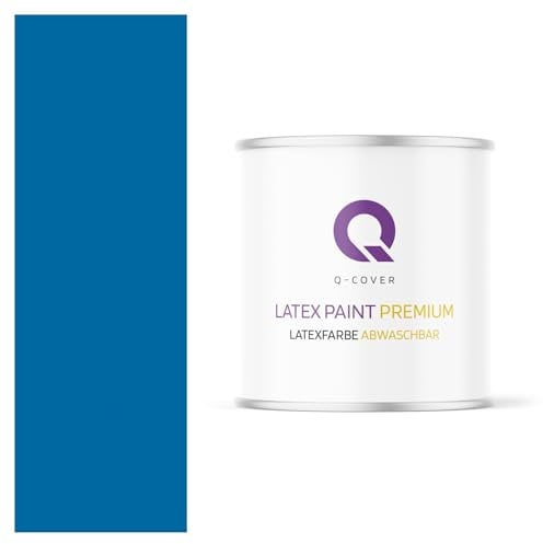 Q-COVER Latexfarbe Abwaschbar 2L (ca.14m2) Dunkelblau Farbton Innenfarbe Wandfarbe Deckenfarbe Klasse 2 Mattfarbe Für Allergiker Scheuerfest Geruchlos Frei Von Voc