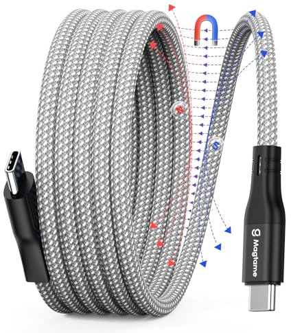 Magtame USB C Cable, 1M Flexible USB C Cord, Nylon Braided Type C Fast Charging Cable for iPhone 15, Samsung, Pad & More, Silver
