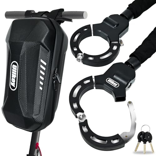 Ulikey Candado de Bicicleta Antirrobo con Llave, 90cm Candado Patinete Electrico Antirrobo, Candado de Cadena Grueso de 8mm, Cabezal de Giratorio de 360°, Candado de Seguridad Exterior (Con Bolsa 2)
