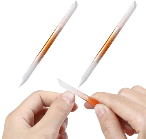 Fc'Noqgn Cortauñas de 2 Piezas, Corta Cutículas de Cristal - Cortauñas de Doble Punta - Herramientas de Cristal de Calidad para Uñas - Lima de Dedos para Callos y Piel Seca (Naranja)