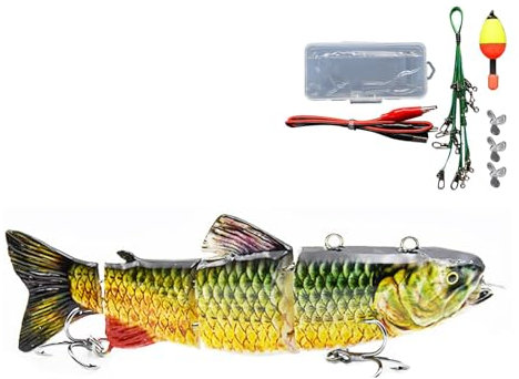 Esca da pesca elettronica, Esca da pesca robot, Esca robotica realistica per il nuoto ricaricabile, Esca da pesca animata Wobbler illuminata a LED per acqua salata, Swimbait snodato a 4 segmenti