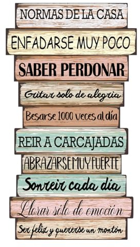 ORIGEN Home Decor Adorno Pared Normas De Casa Placas Metal Marrón 45x25x1cm