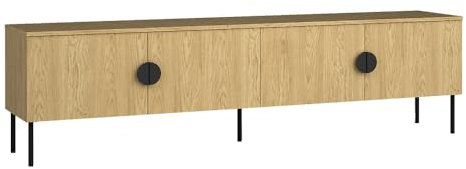 Lomadox TV Lowboard in Eiche 200 cm Fernsehschrank Fernsehtisch TV-Schrank Mid Century Retro Möbel