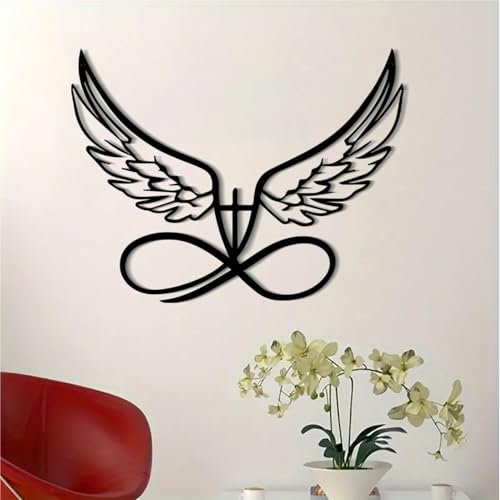 DUOOLN Engelsflügel Metall Wandkunst,Abstraktion Flügel und Herz Metall Wanddekoration,Minimalismus Engelsflügel Wanddekoration,WandSkulptur Wanddekor Hängend für Haus Schlafzimmer Wohnzimmer Garten