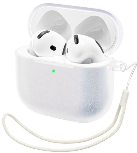 ORNARTO für AirPods 4 Hülle 2024 Perle, Air Pods 4 Case mit Lanyard, Schutzhülle AirPods Hülle Generation 4 - Perle