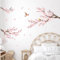 Decvictor Wandtattoo Rosa Kirschzweig Wandsticker Blumen Blüte Vögel Wandaufkleber Wohnzimmer Schlafzimmer Gang Sofa Hintergrund Wanddeko