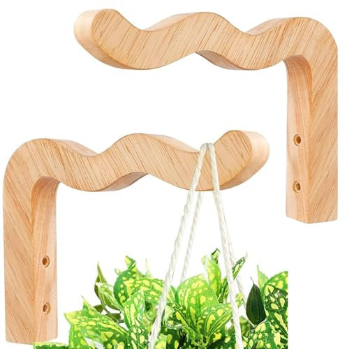 Taicols Staffa Per Appendere Piante Per Cesti Di Fiori,Ganci Da Parete Nel Legno,Ganci Per Piante Da Lnterno,Ganci Per Piante Un Parete Per Piante Sospese (2)