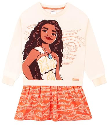 Disney Robe Moana 2 | Robe de Fille Princesse | Vêtements pour Filles | Pull Fille | Robe en Coton | Orange 7-8 Ans
