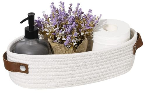 Panier Table a Langer, Panier en Corde de Coton Empilables, Petit Panier Rangement, Panier Rangement Bébé, Panier Rangement Tissé en Corde Coton pour Chambre D'Enfant, Bain, Chambre