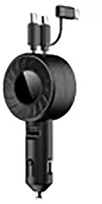 Chargeur Voiture Chargeur Voiture Câble USB Rétractable 3 en 1 Adaptateur Chargeur Rapide USB Type C Chargeur Rapide Voiture Micro USB pour Samsung pour IPhonees Chargeur Voiture USB C(Black)