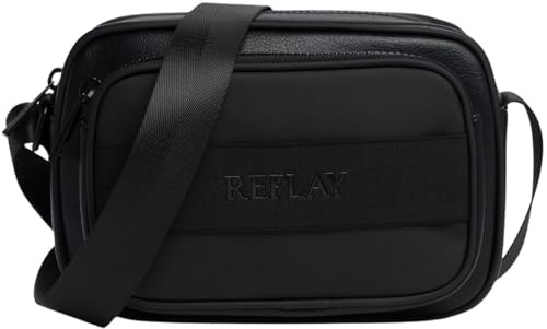 Replay Herren Umhängetasche mit Außentasche, Black 0098 (Schwarz), Einheitsgröße