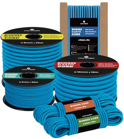 Kamu Synber Cuerda Elástica 6mm x 20m Cuerda de Goma Elastica para Lona, Remolque, Piscina, Pulpos | Azul