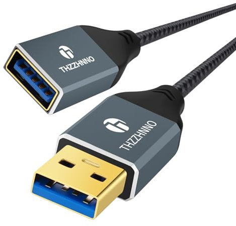 Thzzhnno Prolunga USB 3.0 da 1M, 5Gbps USB Maschio a Femmina per webcam, fotocamera, telefono, hub USB, mouse, tastiera, stampante, disco rigido, cuffie