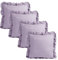 Highams 4 Pack Cushion Covers Faux Linen Frill, Soft Luxurious Plain Purple Hue Frill Design Throw Pillowcases with Hidden Zipper For Sofa Bed Living Room, Lilac-45x45cm