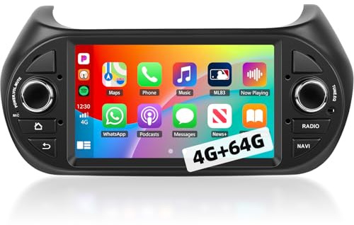 4G+64G Car Stereo for Fiat Fiorino 2008-2016, 7 inch Touchscreen Bluetooth Car Radio with Wireless Carplay Android Auto GPS WiFi FM/RDS DSP AHD Backup Camera