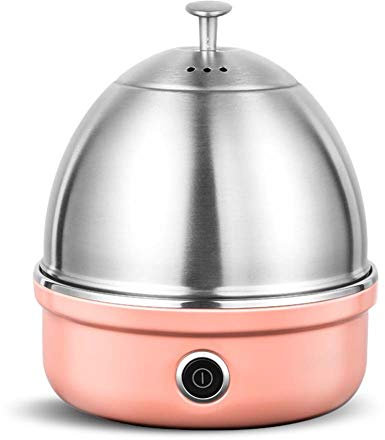 Electric Egg Cooker, Stainless Steel, Auto Shut Off for Up to 7 Eggs, Buzzer for Soft, Medium, Hard Boiled, Poached, Custard Cooking