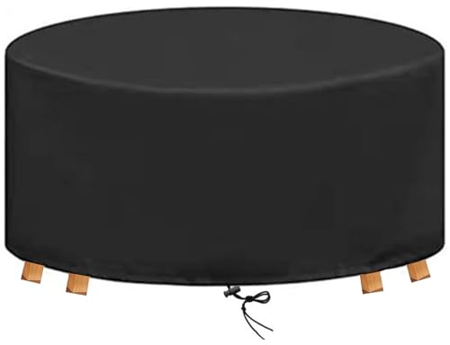 Abdeckung Gartenmöbel Winterfest Rund 200x80cm - Multi Größe Plane Gartenmöbel Wasserdicht Schutzhülle Winddicht Staubdicht Heavy Duty, Abdeckplanen für Gartenmöbel Outdoor Anti-UV