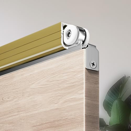 Schiebetür Komplettset Schiebetürschiene für Scheunentore, Aluminium-Schiebetürrahmen-Set, Schrank-/ Garderoben-Schiebetürführungsschiene, Bypass-Türschienen mit Umlenkrolle(6 - wheels,1.8m(5.9ft))