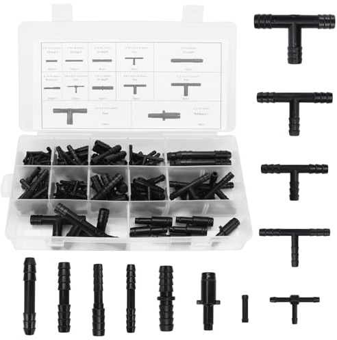 113 Stück Schlauchverbinder Set, 12 Größen T-Verbinder schlauchanschluss, Schlauch Verbindungsstück Bewässerung Anschluss Kit für Scheibenwaschanlage Schlauch, Gartenschläuche und Bewässerungssystem