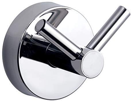 Kapitan Handtuch Doppelhaken Haken Halter Handtuchhaken Handtuchhalterung Kleiderhaken Edelstahl gebürstet, Klebeband Ohne Bohren Wandmontage, Made in der EU (Chrome Poliert)